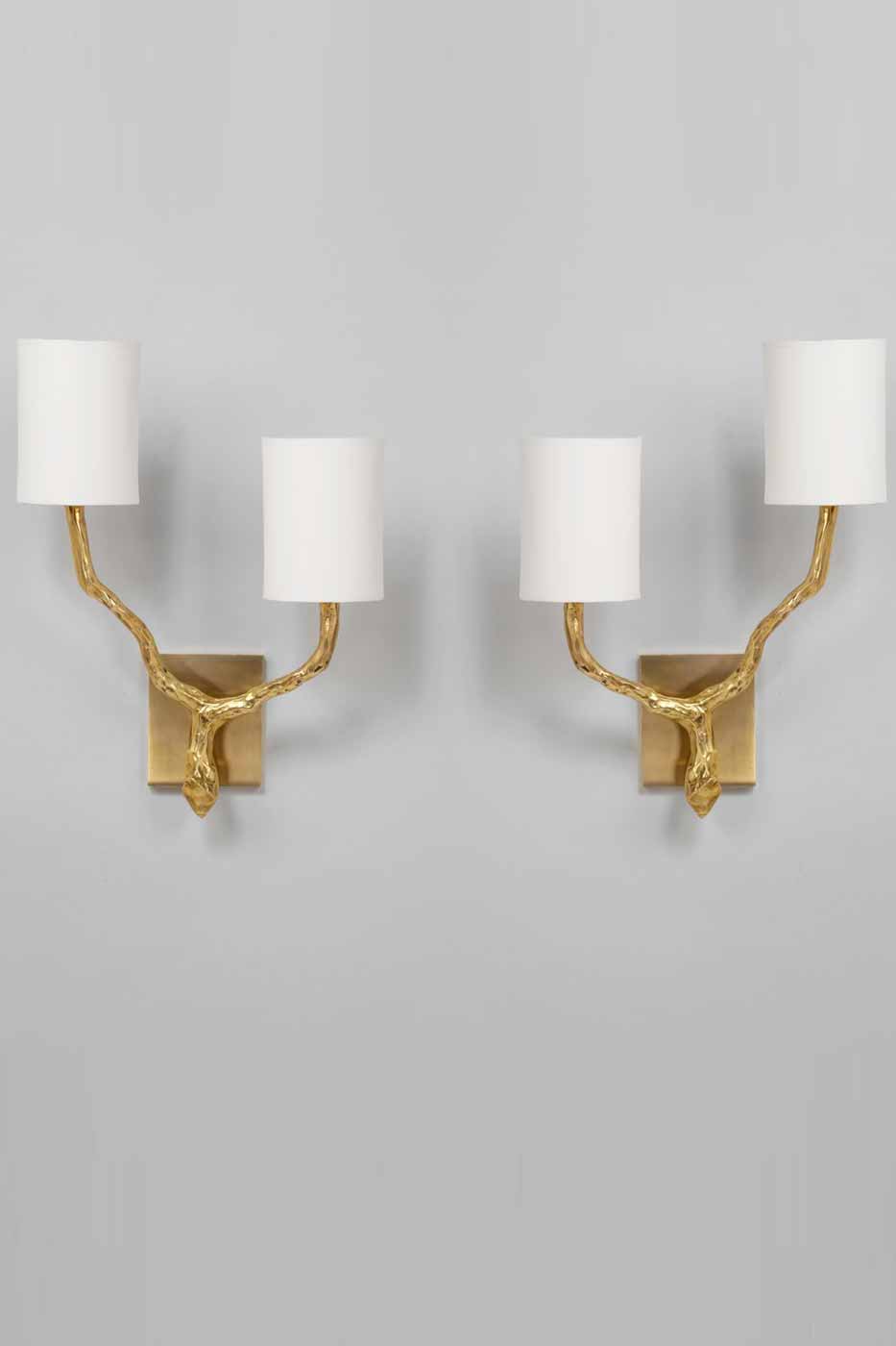 Vägglampa Twig wall light 1 par mässing 2 skärmar