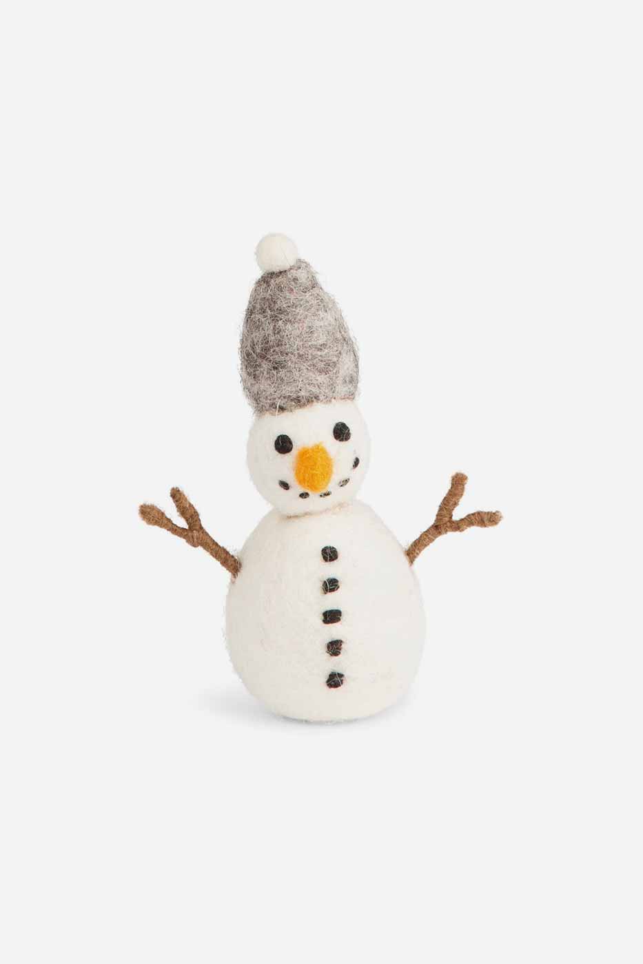 Julhänge Snögubbe grå tovad