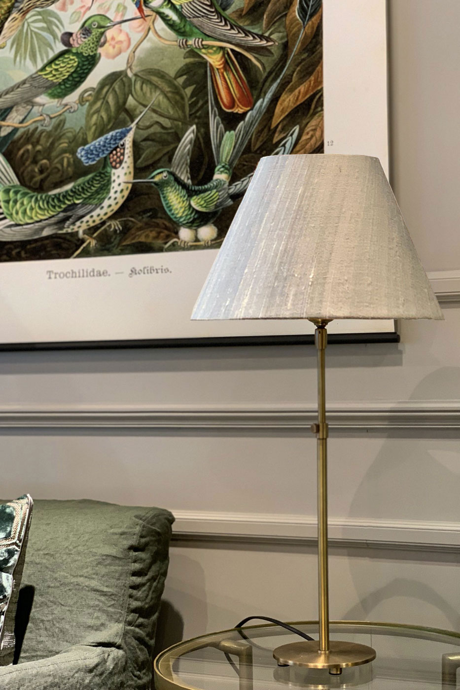 Lampskärm Willow rund 30 cm Grå silke
