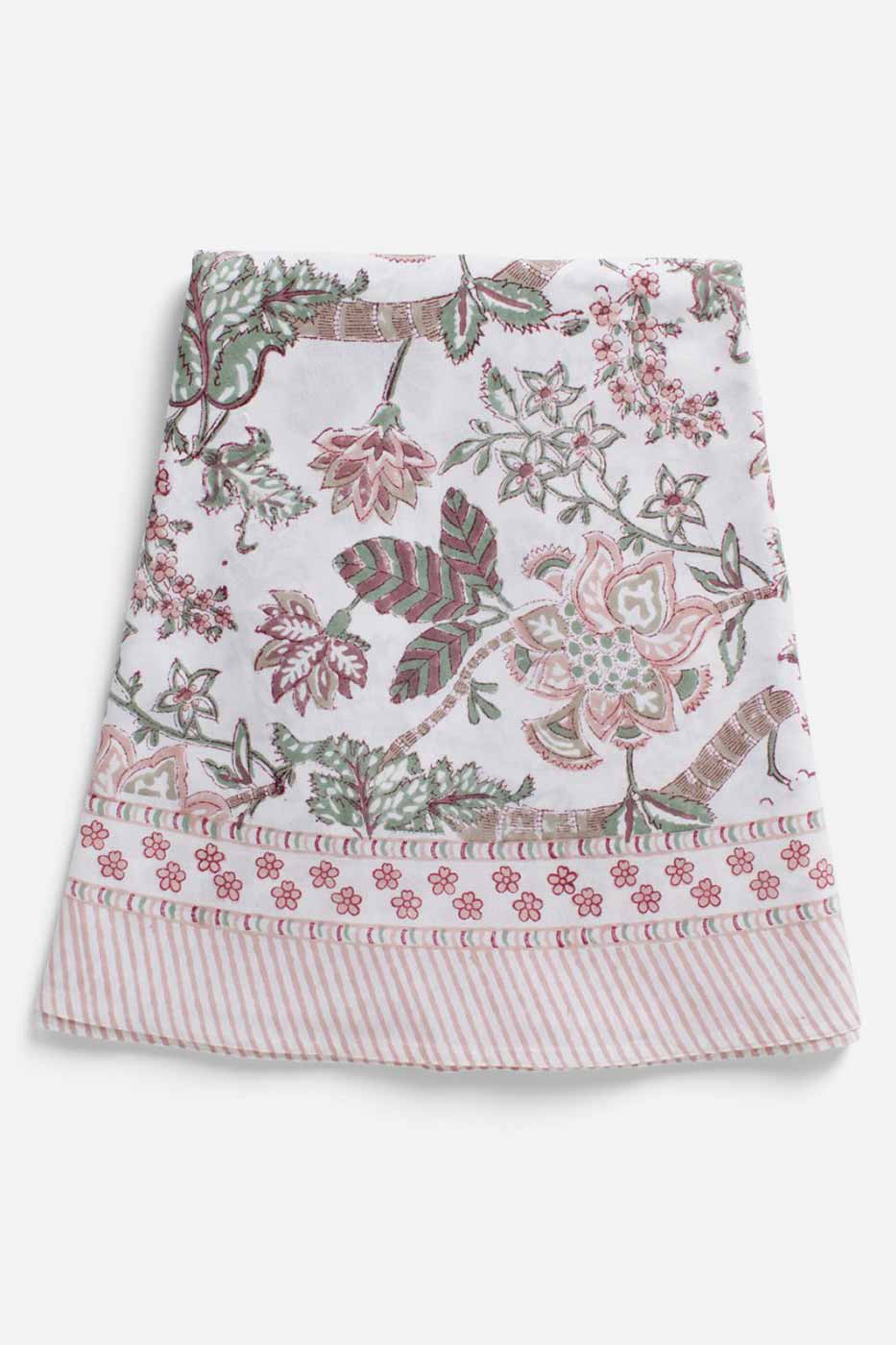 Duk Floral 180 cm Rund Röd Linne