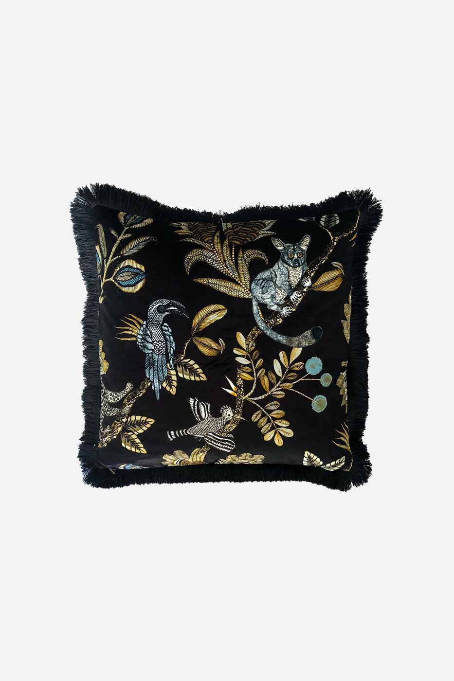 Kuddfodral Camp Critters med fransar 50x50 cm svart