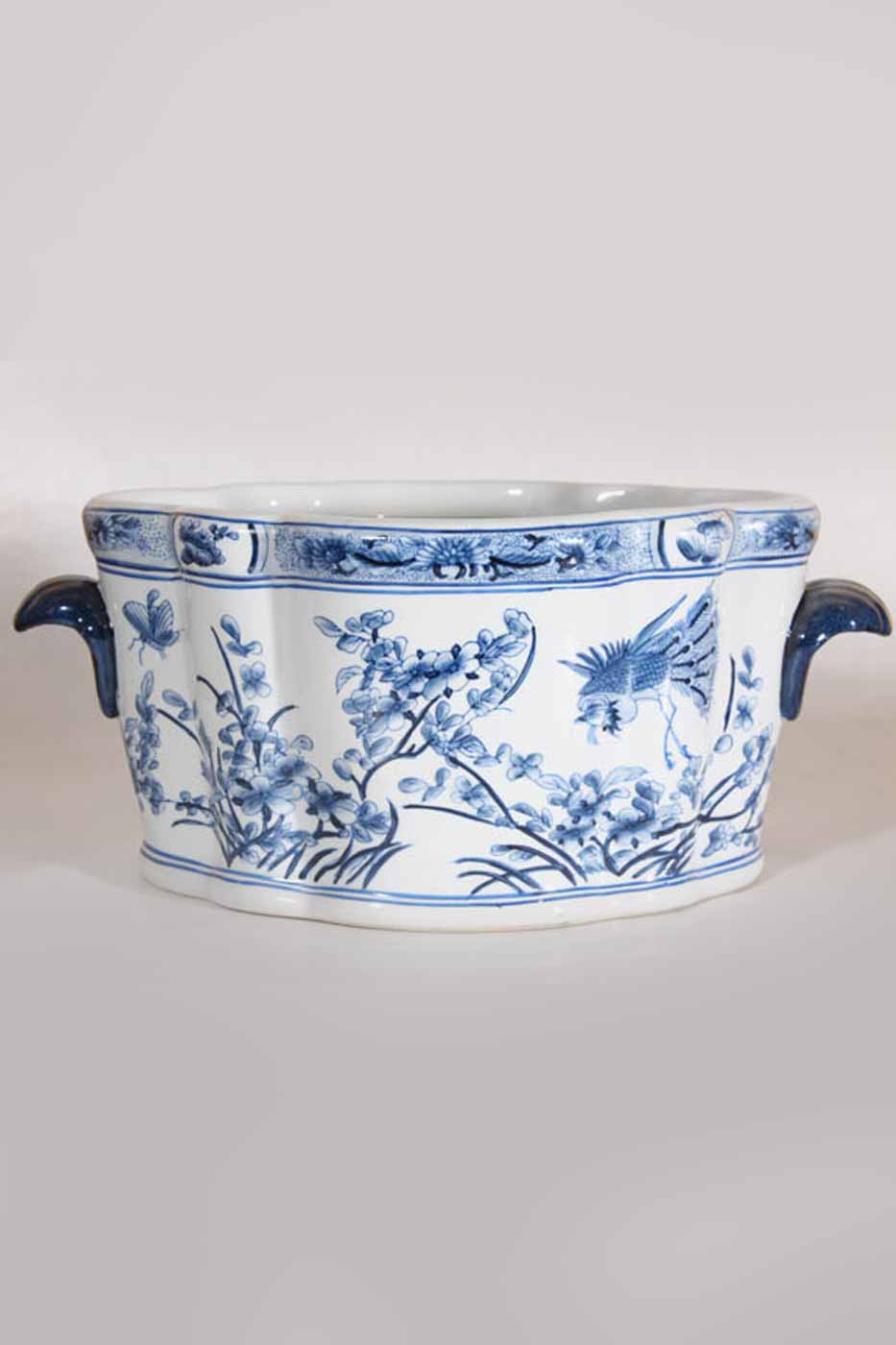 Kruka Jardiniere 34 cm blå oval
