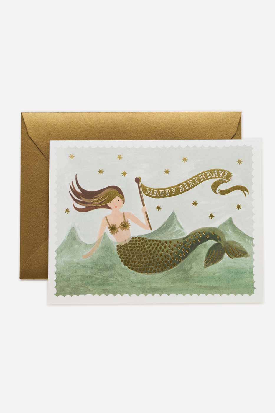 Gratulationskort Vintage Mermaid