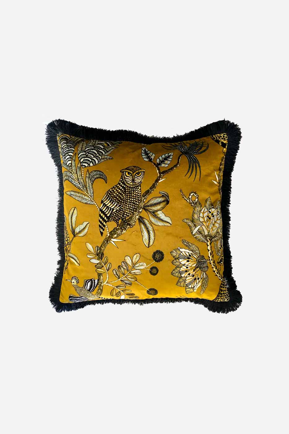 Kuddfodral Camp Critters med fransar 50x50 cm guld