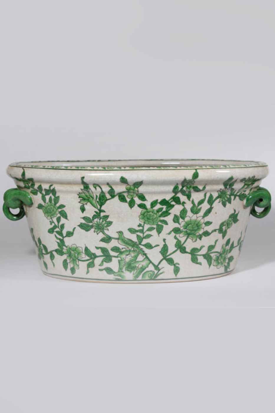 Kruka Jardiniere 44 cm grön oval