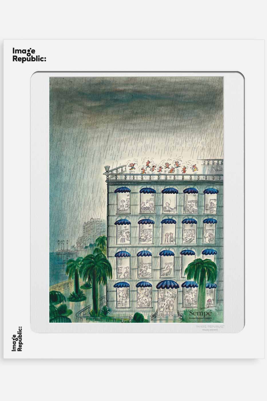 Poster Sempe Immeuble pluie 40x50 cm