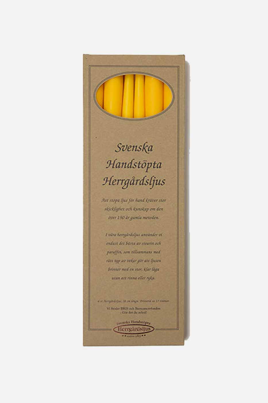 Ljus Herrgård 38 cm 6-pack gul