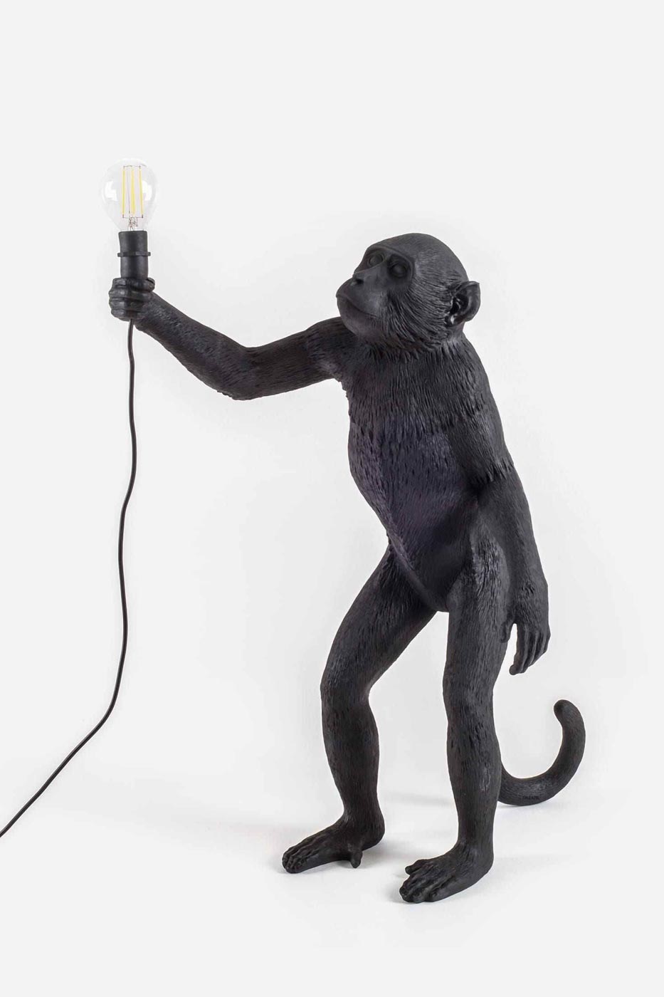 Lampa apa stående utomhus svart