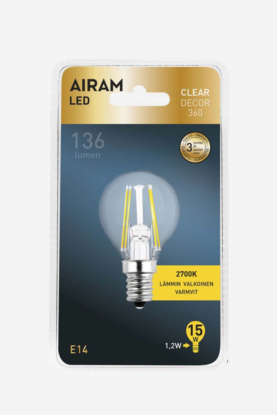 Ljuskälla Filament LED klotlampa klar 1,2W
