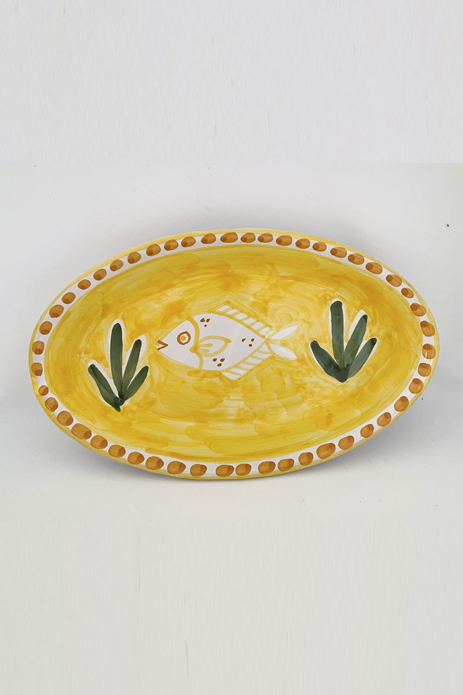 Fat Amalfi fiskmönster 26 cm gul