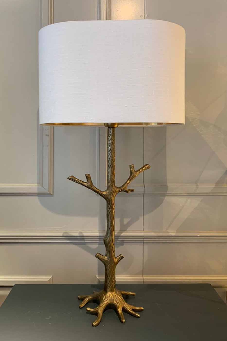 Lampskärm Tsar 38,5cm vit linne med guld insida