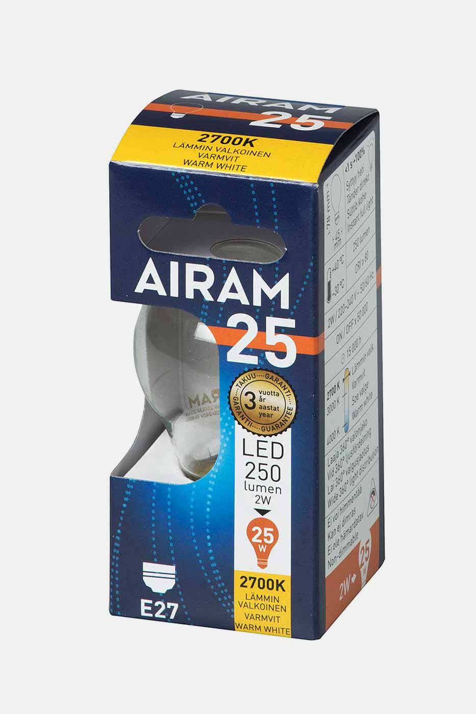 Ljusskälla Filament LED klotlampa E27 2W